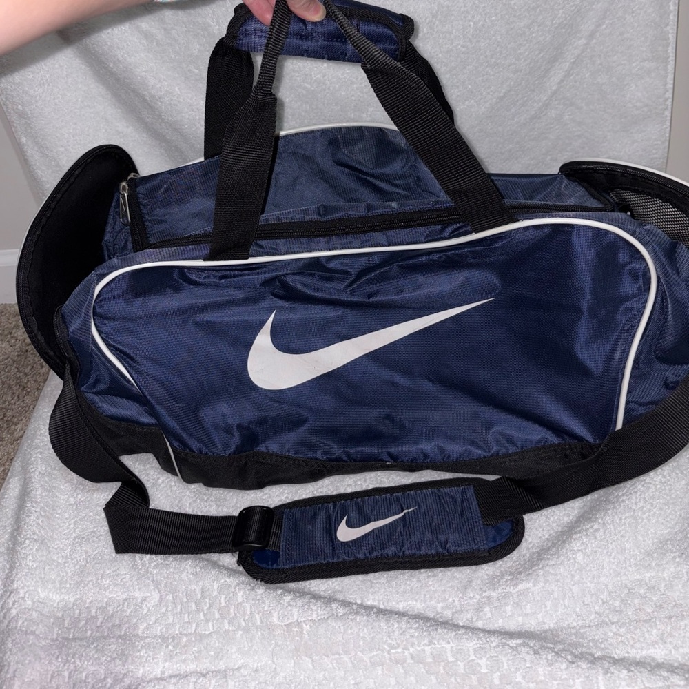 Nike Midnight Blue Duffel Bag with White Accents